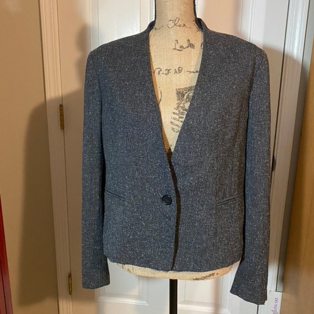 💼 Ann Taylor Blazer Dark Gray & White (Sz 12)